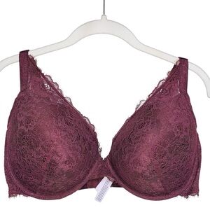 Auden Underwire Bra in Deep Burgundy 40DD Lace